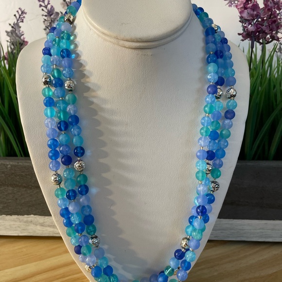 Jewelry - Multi-Strand Blue & Aqua Beaded Necklace